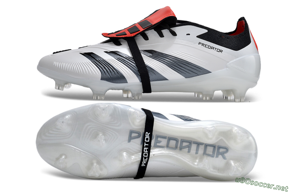 Unisex Adidas Predator Elite Foldover Tongue FG Football Boots - White/Blue/Red 1