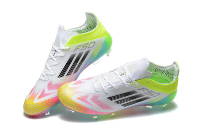 Men's Adidas F50 Elite FG Football Boots - White/Pink/Yellow