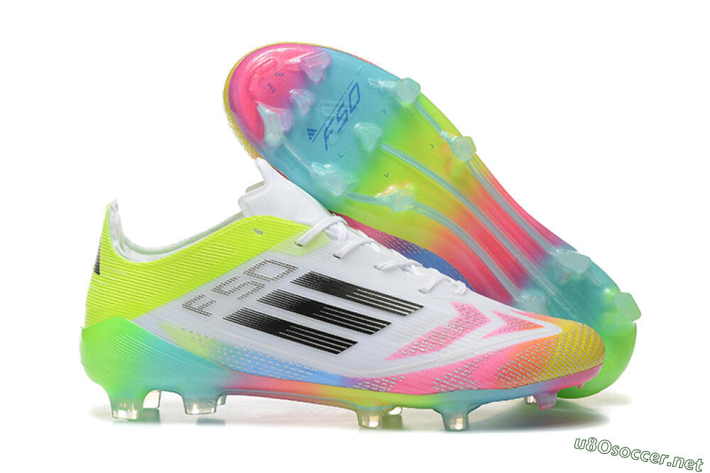 Men's Adidas F50 Elite FG Football Boots - White/Pink/Yellow 2