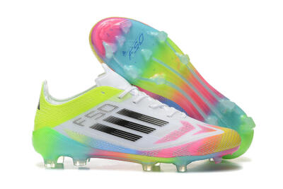 Men's Adidas F50 Elite FG Football Boots - White/Pink/Yellow