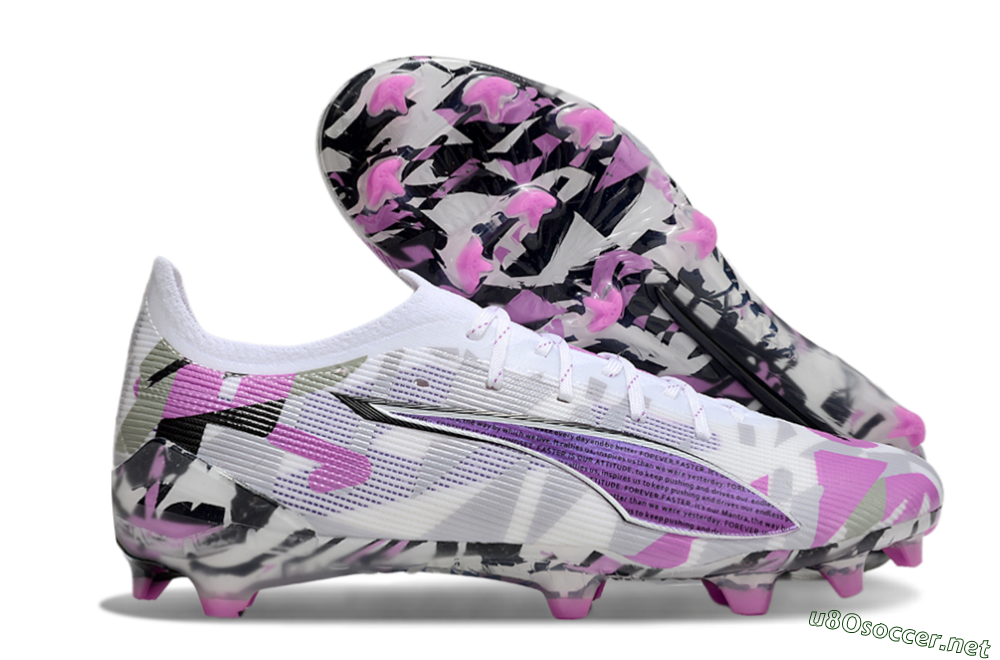 Men's Puma Ultra Ultimate FG Football Boots - White/Purple/Black 2