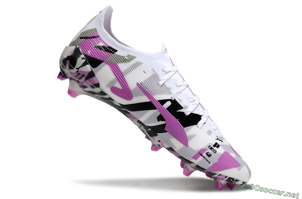 Men's Puma Ultra Ultimate FG Football Boots - White/Purple/Black 4