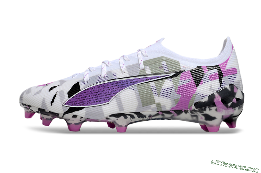 Men's Puma Ultra Ultimate FG Football Boots - White/Purple/Black 0