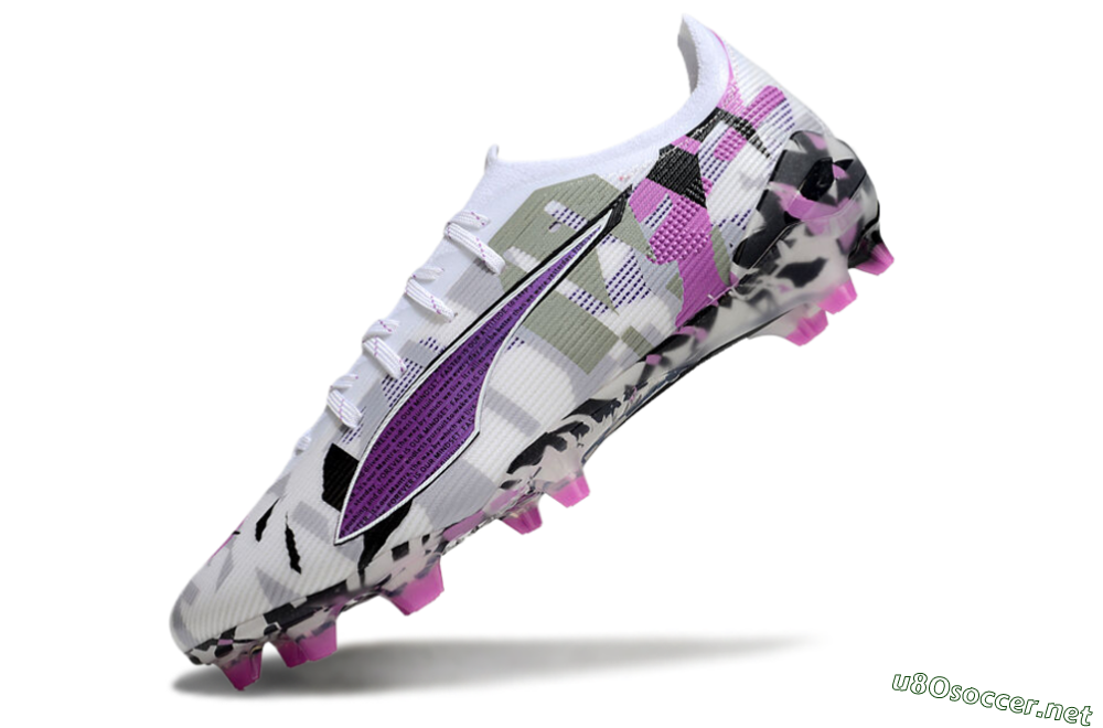 Men's Puma Ultra Ultimate FG Football Boots - White/Purple/Black 5