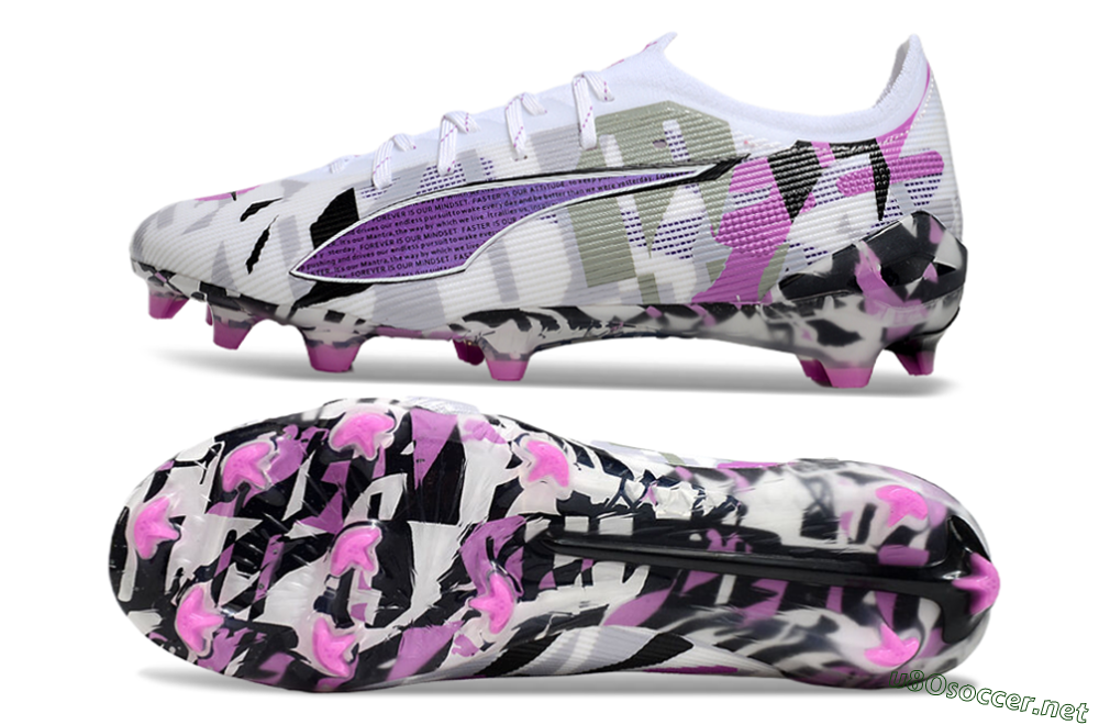 Men's Puma Ultra Ultimate FG Football Boots - White/Purple/Black 1