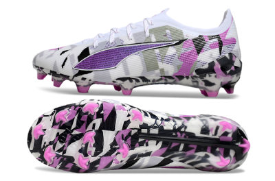 Men's Puma Ultra Ultimate FG Football Boots - White/Purple/Black