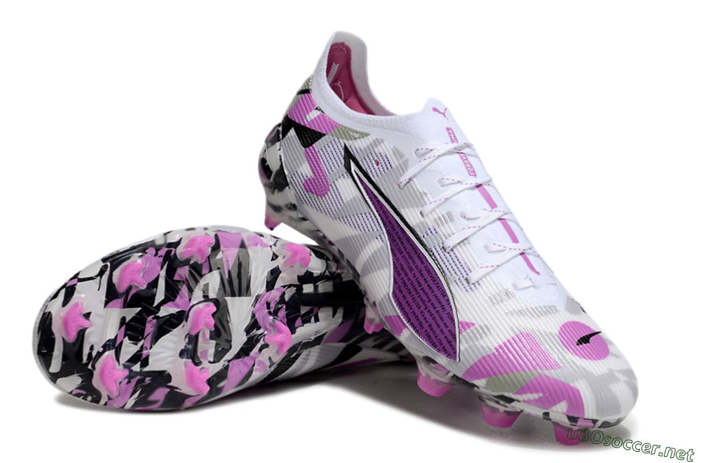 Men's Puma Ultra Ultimate FG Football Boots - White/Purple/Black 3