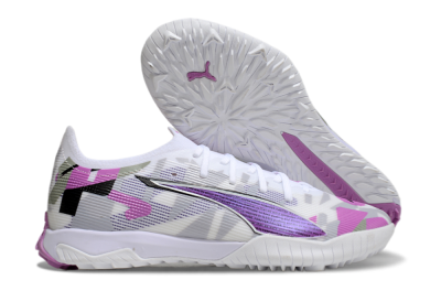 Men's Puma Ultra Ultimate TF Football Shoes - White/Purple/Black