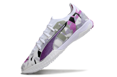 Men's Puma Ultra Ultimate TF Football Shoes - White/Purple/Black