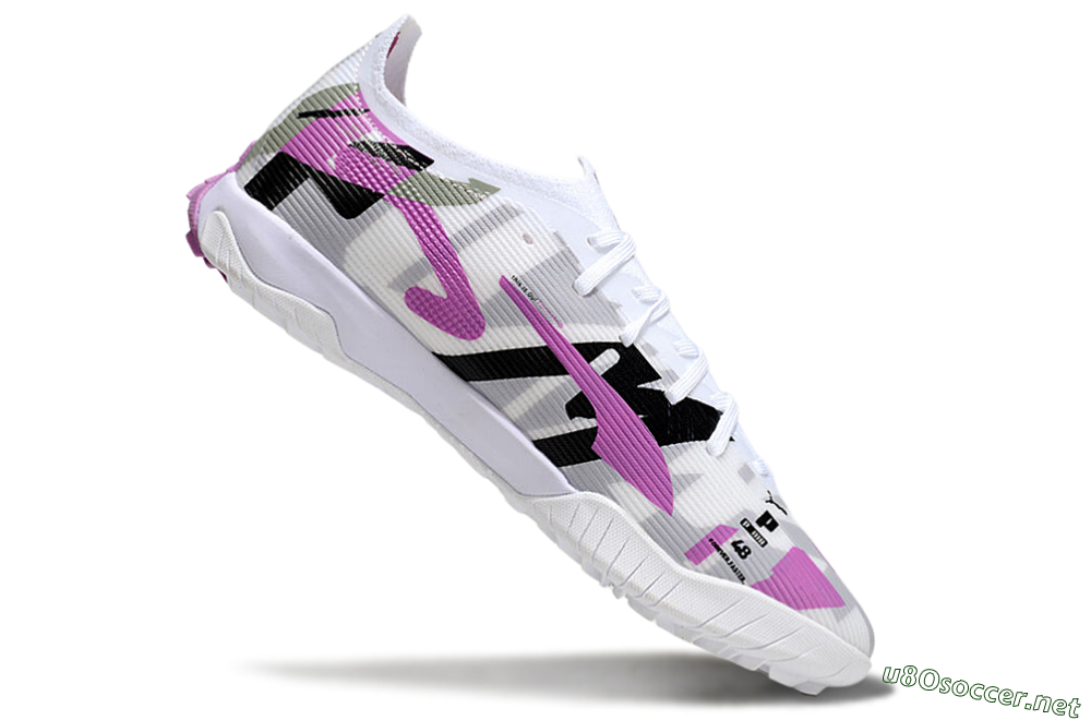 Men's Puma Ultra Ultimate TF Football Shoes - White/Purple/Black 4