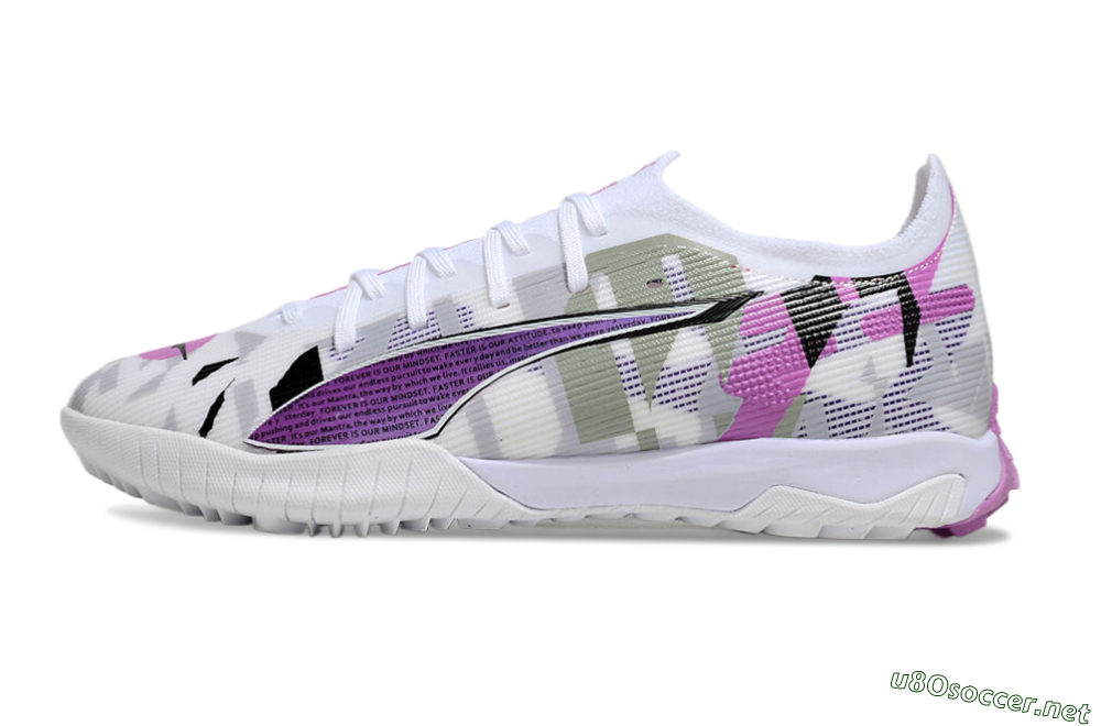 Men's Puma Ultra Ultimate TF Football Shoes - White/Purple/Black 0