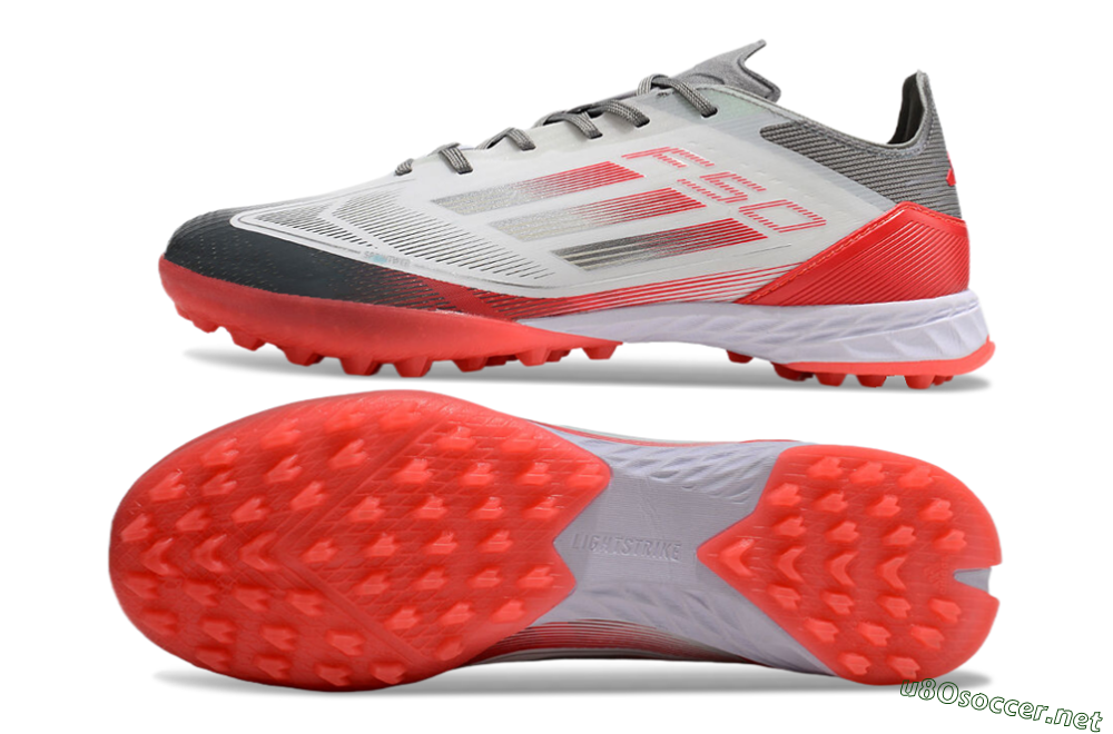 Men's Adidas F50 Pro TF Football Shoes - White/Silver/Red 1