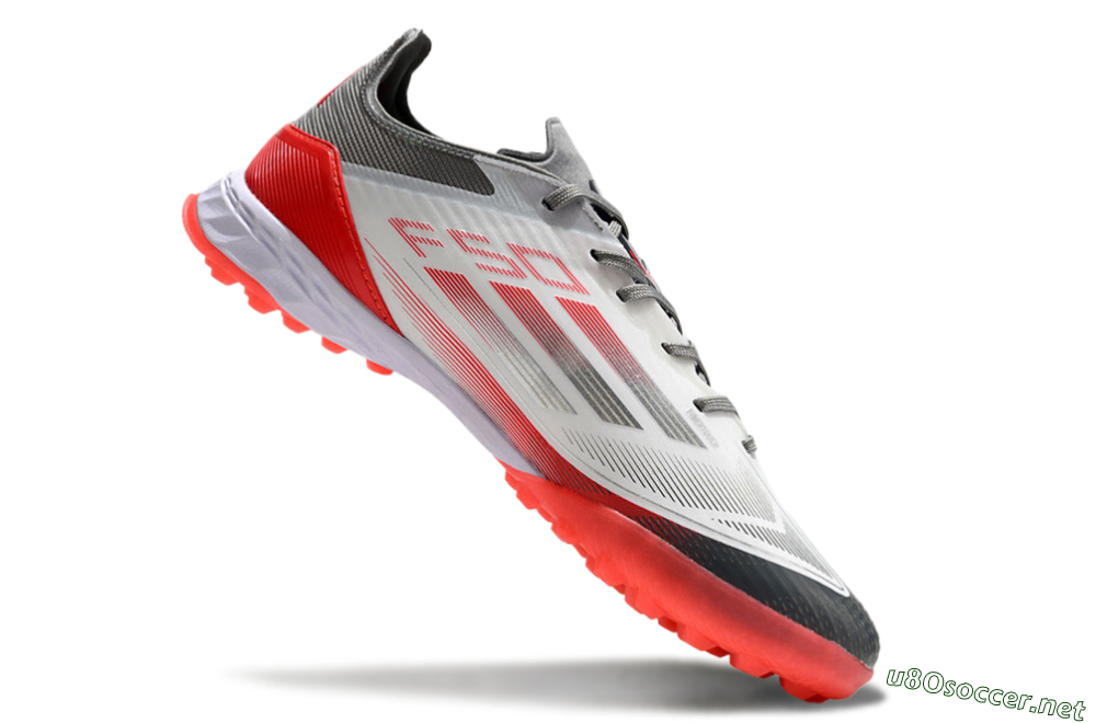 Men's Adidas F50 Pro TF Football Shoes - White/Silver/Red 4