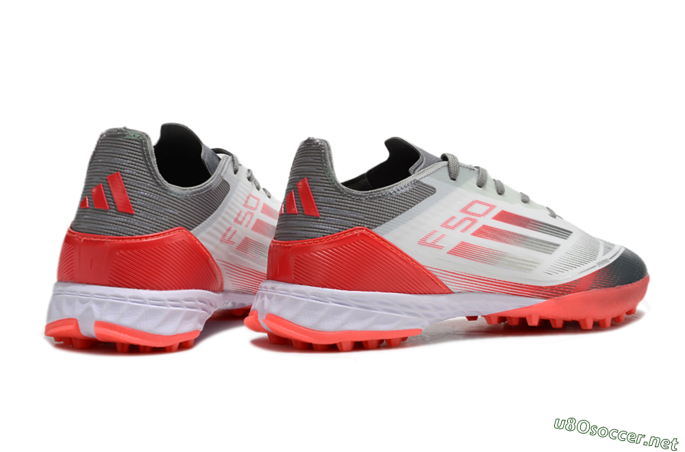 Men's Adidas F50 Pro TF Football Shoes - White/Silver/Red 6