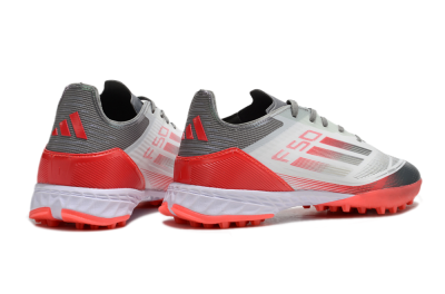 Men's Adidas F50 Pro TF Football Shoes - White/Silver/Red