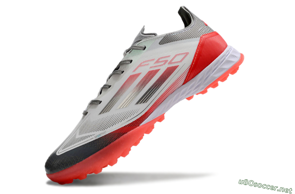 Men's Adidas F50 Pro TF Football Shoes - White/Silver/Red 5
