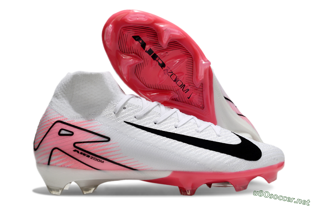 Unisex Nike Air Zoom Mercurial Superfly 10 Elite FG Football Boots - White/Black/Pink 2