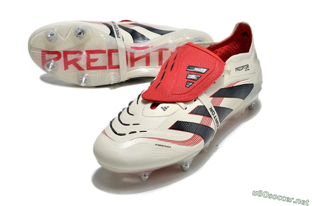 Men's Adidas Predator 25 Elite Foldover Tongue SG Football Boots - White/Black/Red 3