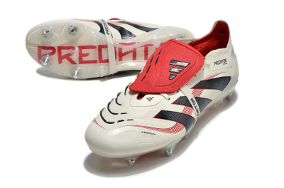 Men's Adidas Predator 25 Elite Foldover Tongue SG Football Boots - White/Black/Red