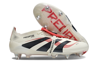Men's Adidas Predator 25 Elite Foldover Tongue SG Football Boots - White/Black/Red