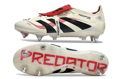 Men's Adidas Predator 25 Elite Foldover Tongue SG Football Boots - White/Black/Red