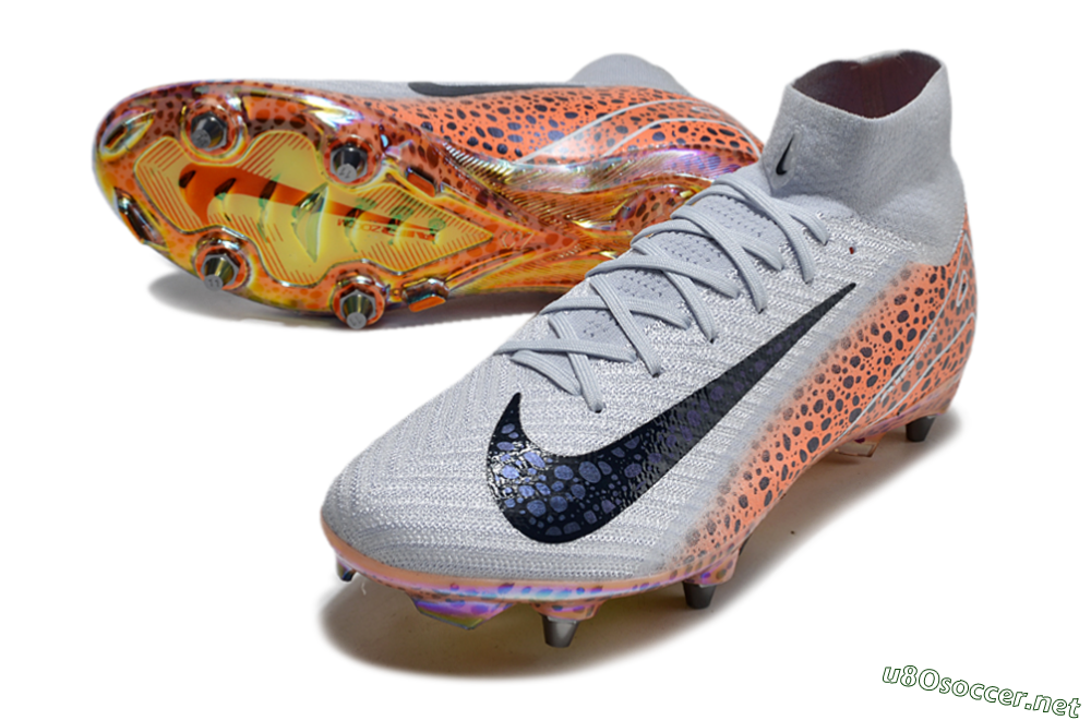 Men's Nike Air Zoom Mercurial Superfly 10 Elite SG Football Boots - Grey/Black/Leopard 3