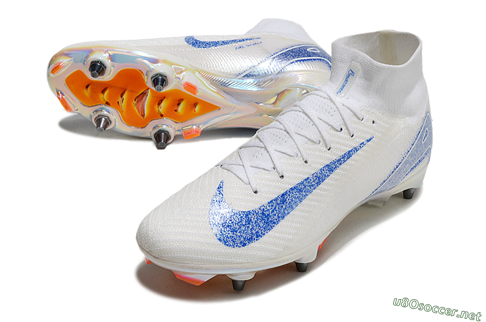Men's Nike Air Zoom Mercurial Superfly 10 Elite SG Football Boots - Beige/White/Blue 3
