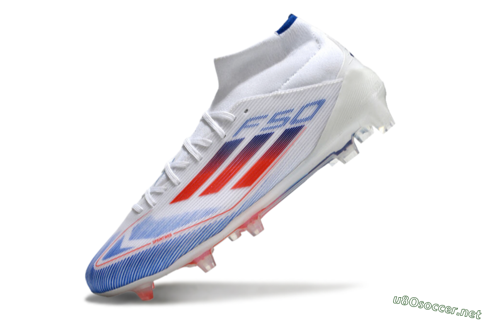 Men's Adidas F50 Elite Mid FG Football Boots - White/Red/Blue 5
