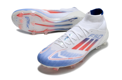 Men's Adidas F50 Elite Mid FG Football Boots - White/Red/Blue