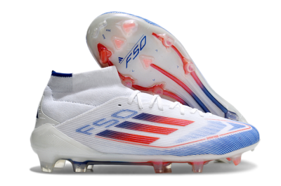 Men's Adidas F50 Elite Mid FG Football Boots - White/Red/Blue