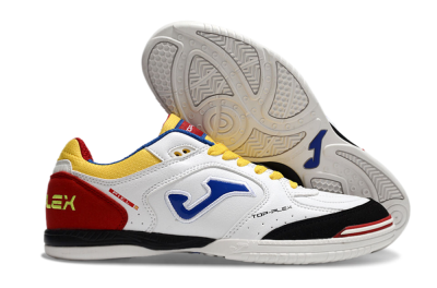 Men's Joma Top Flex IC Football Shoes - White/Yellow/Red