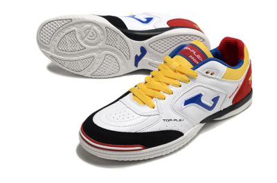 Men's Joma Top Flex IC Football Shoes - White/Yellow/Red