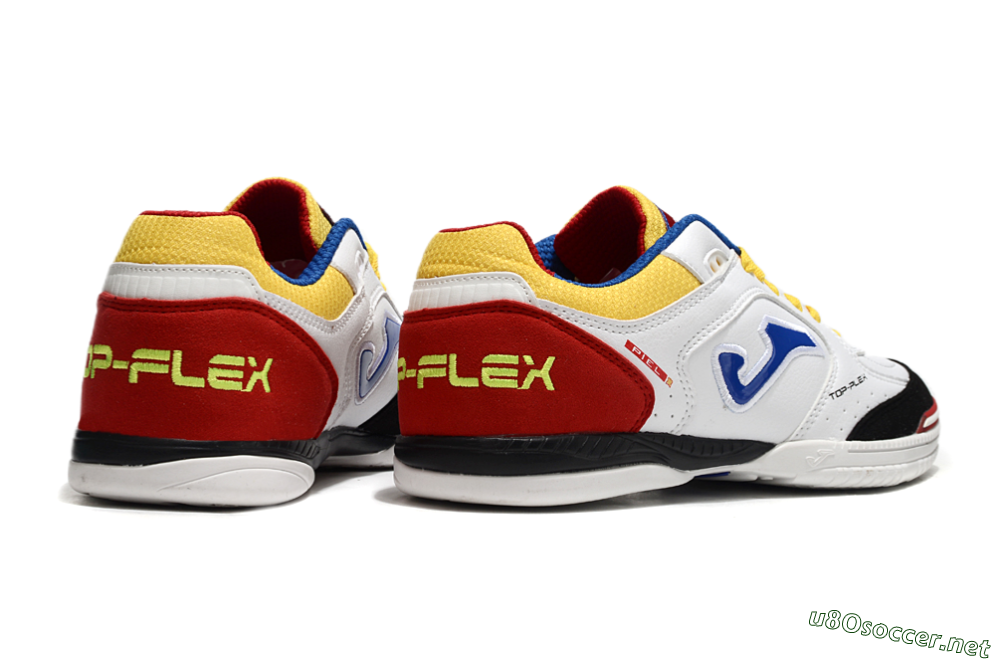 Men's Joma Top Flex IC Football Shoes - White/Yellow/Red 6