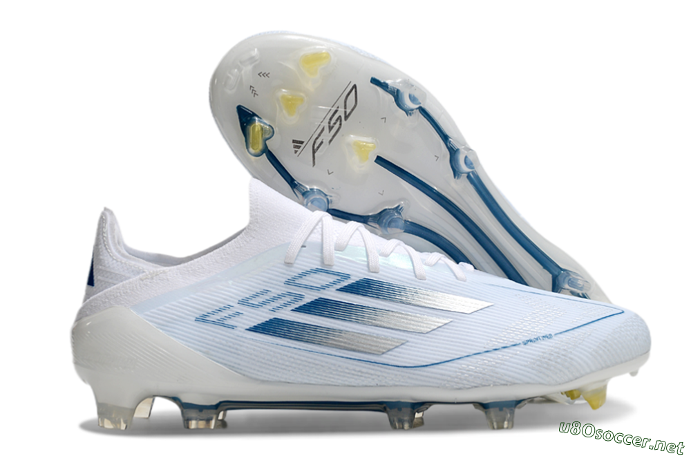 Men's Adidas F50 Elite FG Football Boots - White/Silver/Blue 2