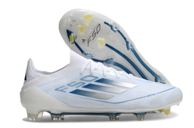 Men's Adidas F50 Elite FG Football Boots - White/Silver/Blue