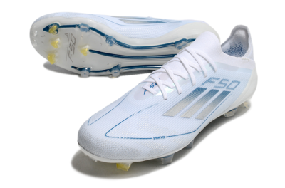 Men's Adidas F50 Elite FG Football Boots - White/Silver/Blue