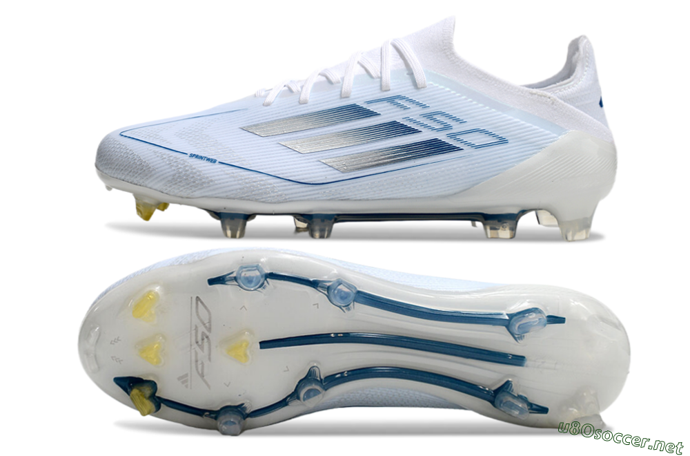 Men's Adidas F50 Elite FG Football Boots - White/Silver/Blue 1