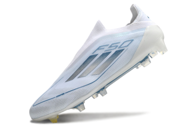 Men's Adidas F50 Elite Laceless FG Football Boots - White/Silver/Blue