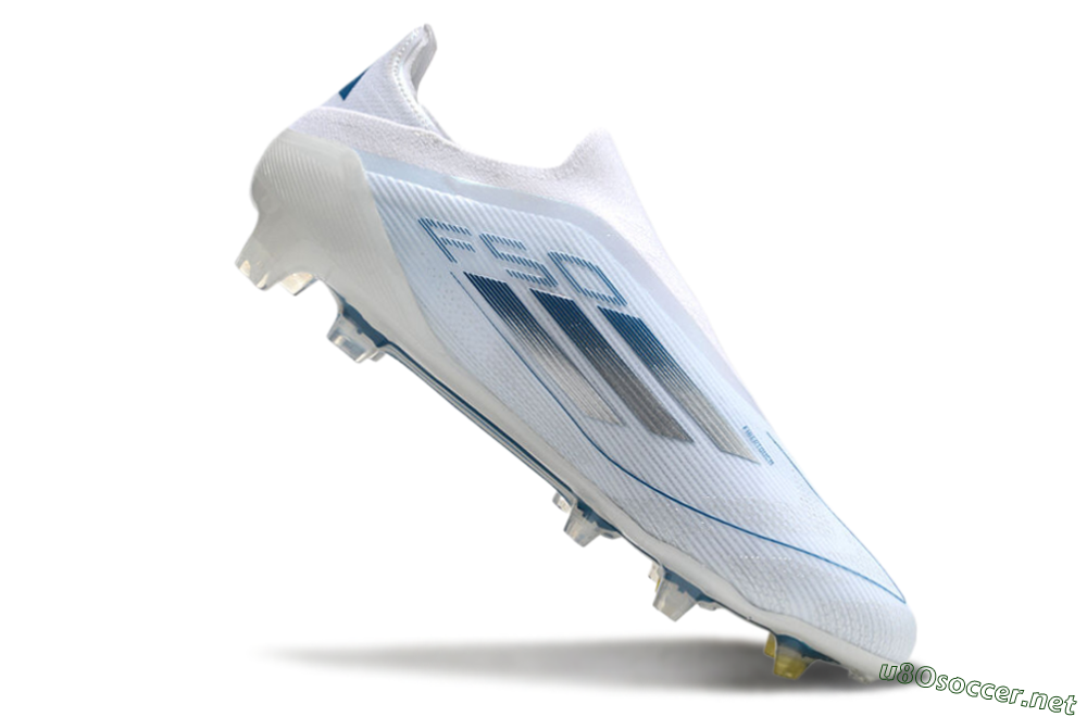 Men's Adidas F50 Elite Laceless FG Football Boots - White/Silver/Blue 4