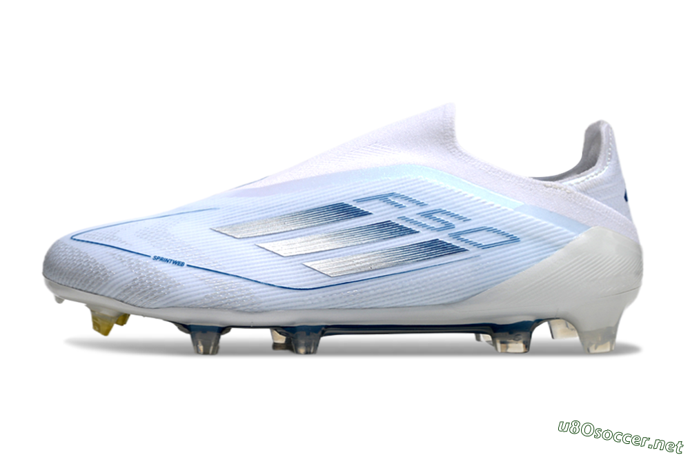 Men's Adidas F50 Elite Laceless FG Football Boots - White/Silver/Blue 0