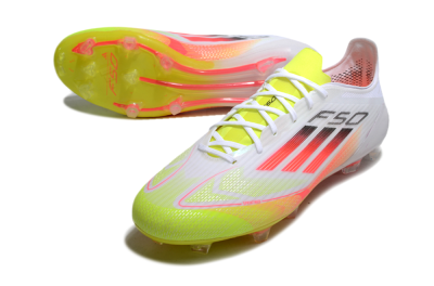 Men's Adidas F50 Elite FG Football Boots - White/Yellow/Red