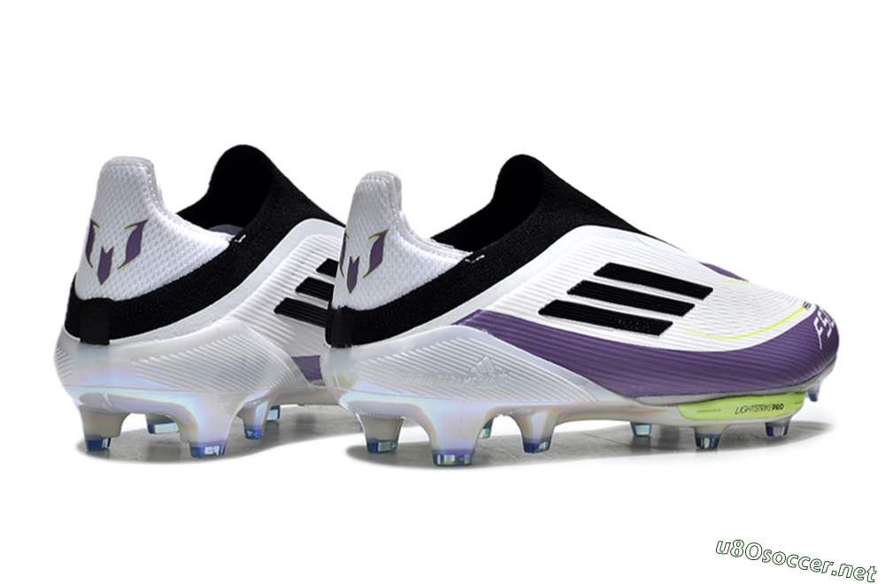 Men's Adidas F50+ Elite Lightstrike Pro Laceless FG Football Boots - White/Black/Purple 6