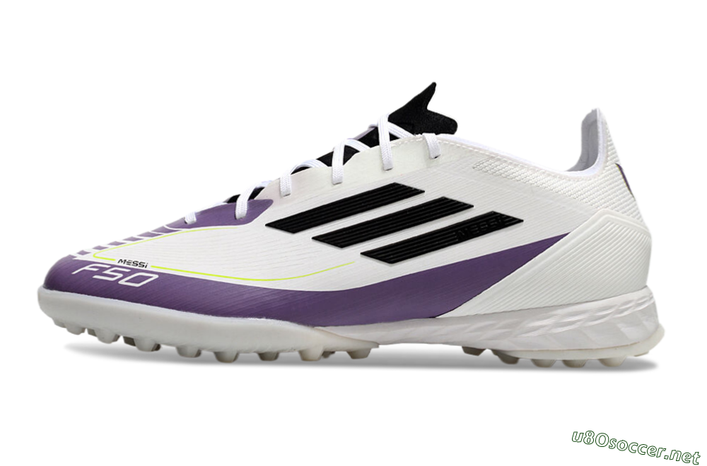 Men's Adidas x Messi F50 Pro TF Football Shoes - White/Purple/Black 0