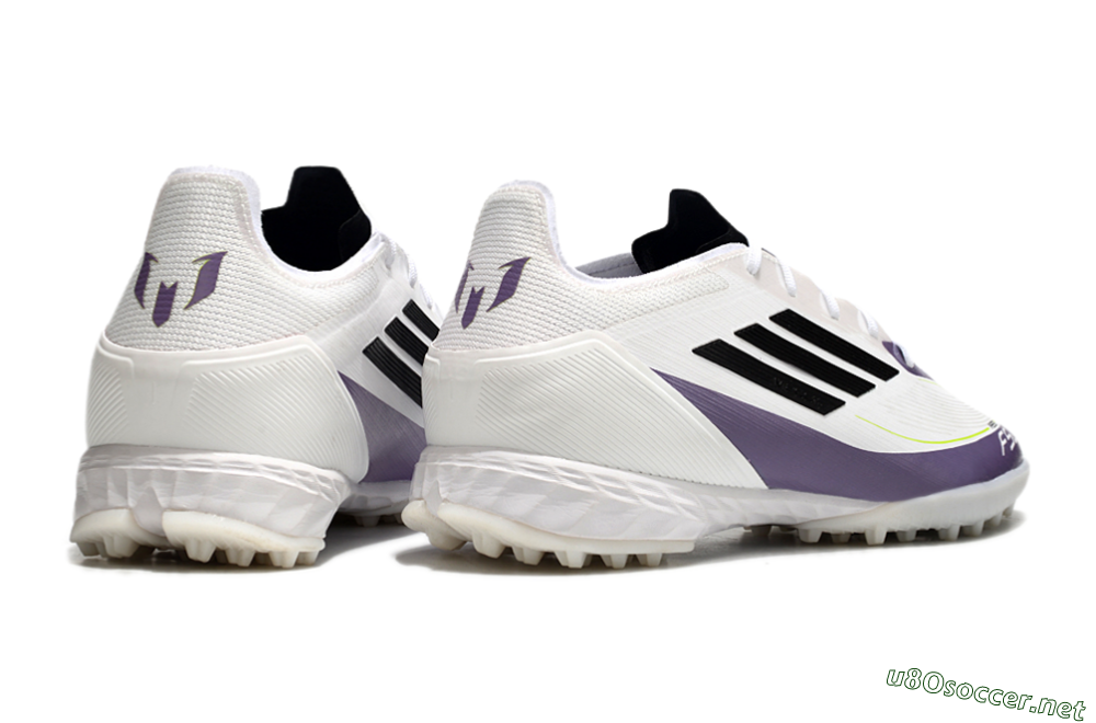 Men's Adidas x Messi F50 Pro TF Football Shoes - White/Purple/Black 6