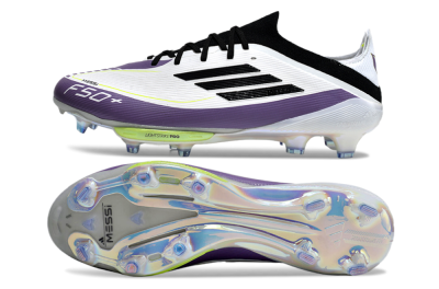Men's Adidas F50 Elite FG Football Boots - White/Black/Purple