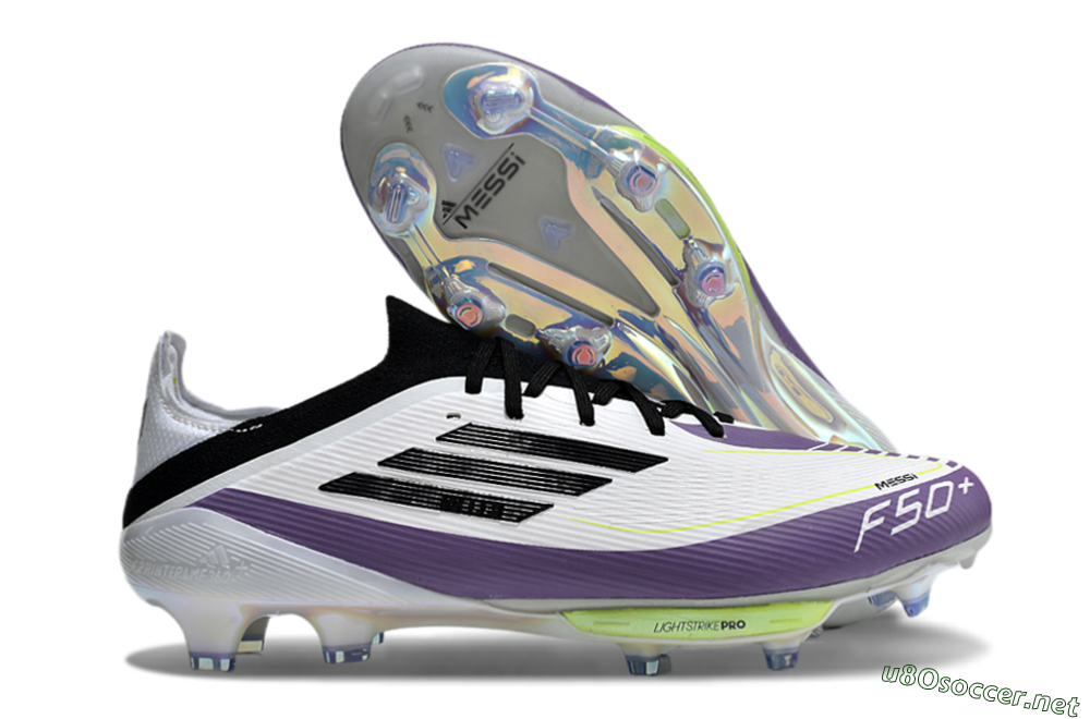 Men's Adidas F50 Elite FG Football Boots - White/Black/Purple 2