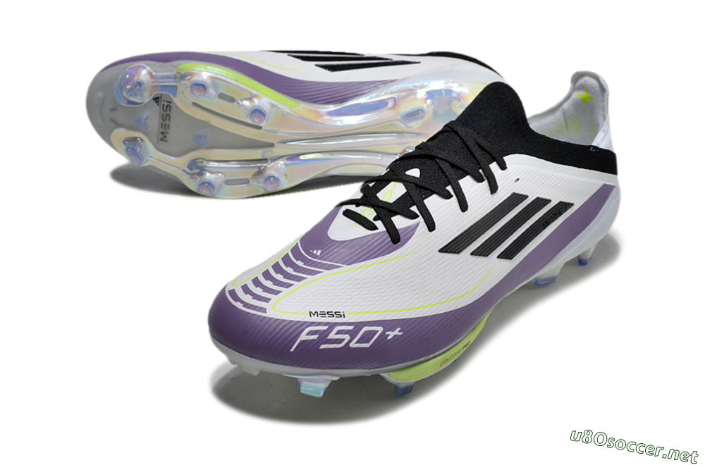 Men's Adidas F50 Elite FG Football Boots - White/Black/Purple 3