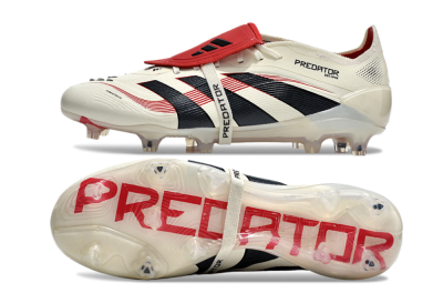 Men's Adidas Predator Elite Foldover Tongue FG Football Boots - Beige/Black/Red