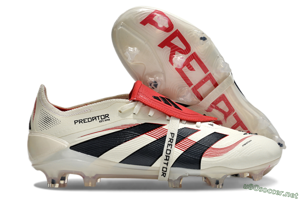 Men's Adidas Predator Elite Foldover Tongue FG Football Boots - Beige/Black/Red 0