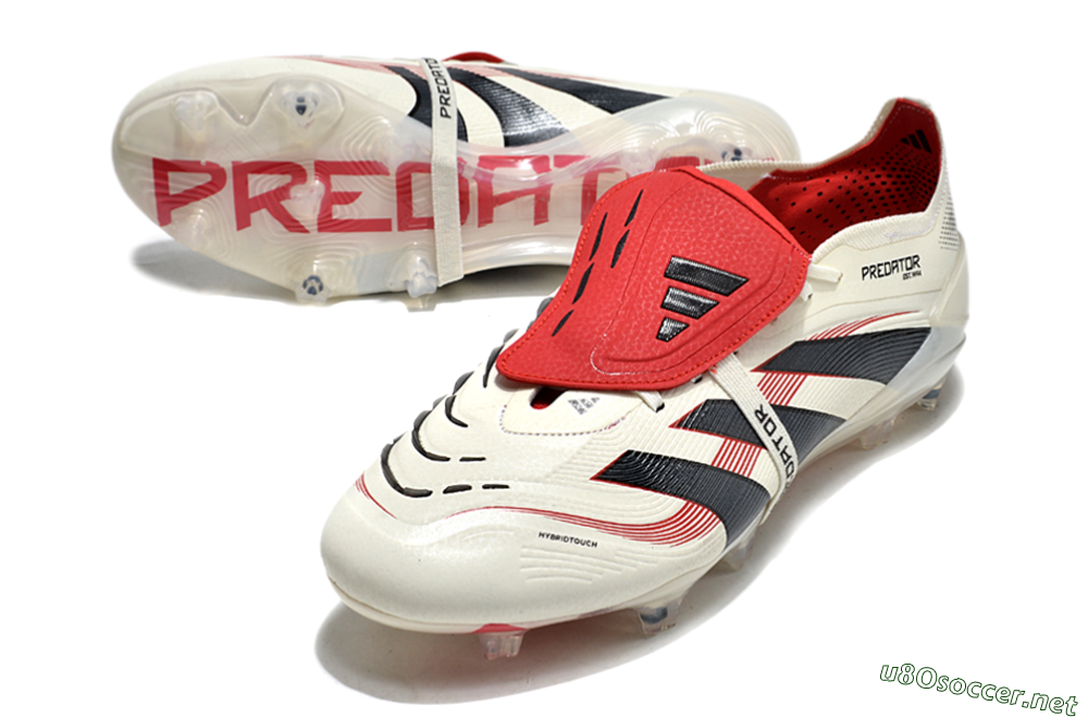 Men's Adidas Predator Elite Foldover Tongue FG Football Boots - Beige/Black/Red 4